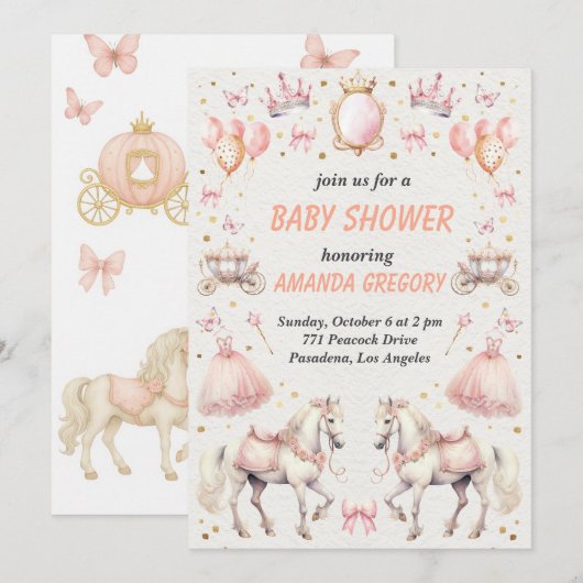 Elegant Princess - Uitnodiging voor Baby shower