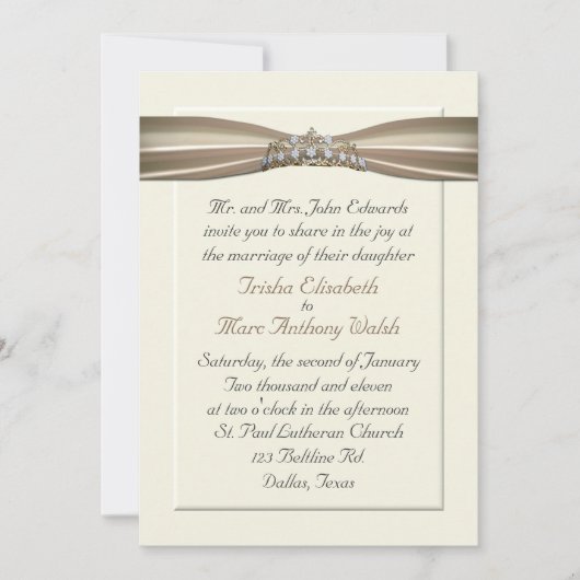 Elegant Princess Wedding Invitation Kaart (Voorkant)