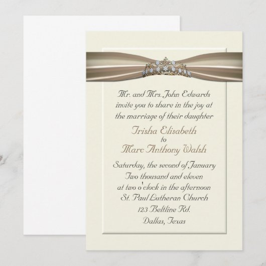 Elegant Princess Wedding Invitation Kaart (Voorkant / Achterkant)
