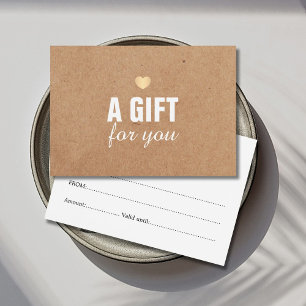 Elegant Principal Kraft Gold Heart Cadeaubon Visitekaartje