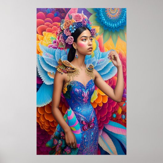 Elegant prinses met vleugels poster (Voorkant)
