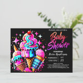 Elegant Printable Ice Cream Baby shower Kaart (Staand voorkant)