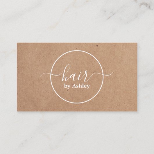 Elegant Printen Kraft White Circle Hairdresser Visitekaartje (Voorkant)