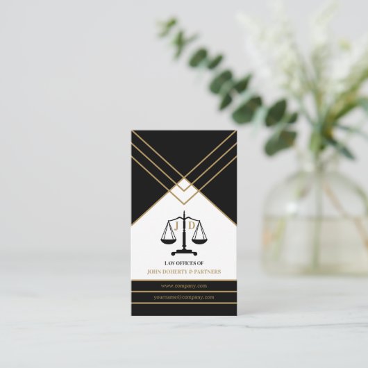 Elegant procureur bij wet | Goud zwart Visitekaartje (Staand voorkant)