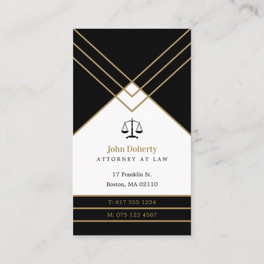 Elegant procureur bij wet | Goud zwart Visitekaartje (Achterkant)