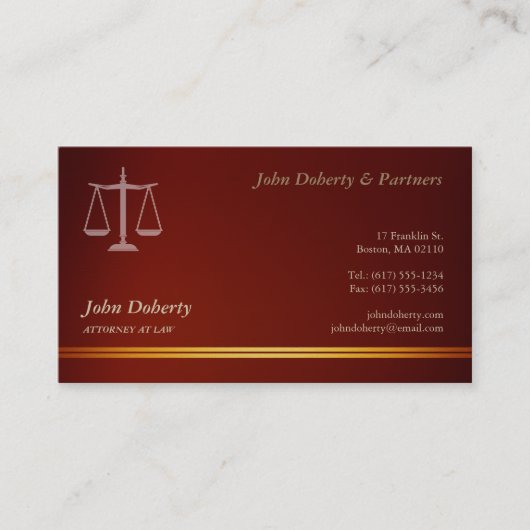 Elegant procureur bij wet | Rood Visitekaartje (Voorkant)