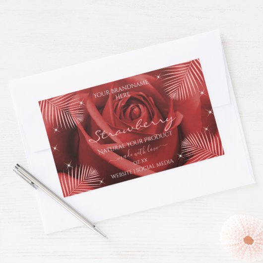 Elegant Product Labels Red Rose met palmbladeren (Envelop)
