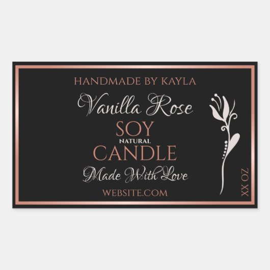 Elegant Product Labels zwart met Roos Gold Lijst (Voorkant)