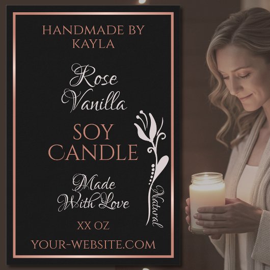 Elegant Product Labels zwart met Roos Gold Lijst Voedselcontainer Etiket