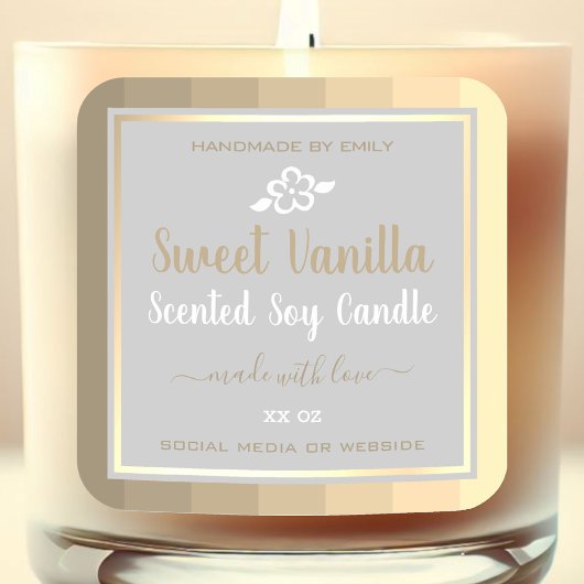 Elegant Product Verpakking Goudgrijs Gekleurde Eti Vierkante Sticker