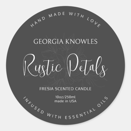 Elegant productetiket Sticker zwart-wit (Voorkant)