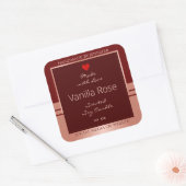 Elegant productverpakkingslabel Bourgogne Roos Gol Vierkante Sticker (Envelop)