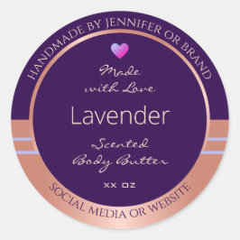 Elegant Productverpakkingslabel Paarse Roos Gold Ronde Sticker