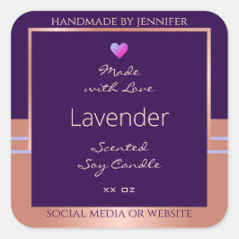 Elegant Productverpakkingslabel Paarse Roos Gold Vierkante Sticker