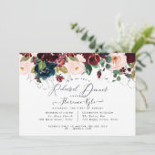 Elegant Proefdiner Dinner Burgundy+Navy Kaart (Staand voorkant)