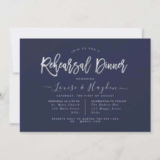 Elegant proefdiner, zilver modern schrift aankondiging (Voorkant)