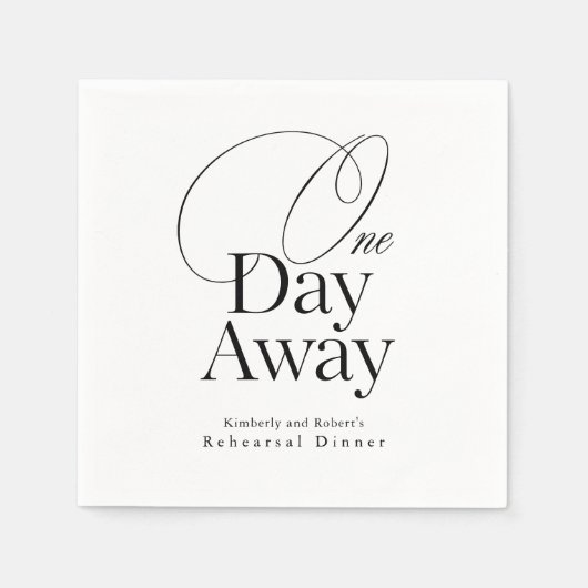 Elegant proefhuwelijksdiner witte typografie servet (Voorkant)