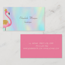 Elegant Proesional Pink Flamingo Holographic Visitekaartje