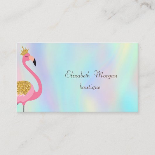 Elegant Proesional Pink Flamingo Holographic Visitekaartje (Voorkant)
