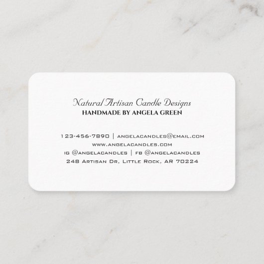 Elegant Professional Artisan Candle Maker Visitekaartje (Achterkant)