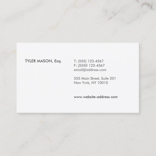 Elegant Professional Attorney Gold Border Visitekaartje (Achterkant)