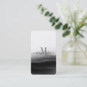 Elegant Professional Black Brush Monogramed Visitekaartje (Staand voorkant)