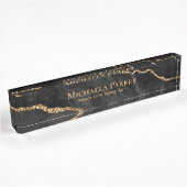 Elegant Professional Black en Gold Agate Geode Naambordje