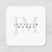 Elegant Professional Black en White Monogram Vierkante Visitekaartje (Voorkant)