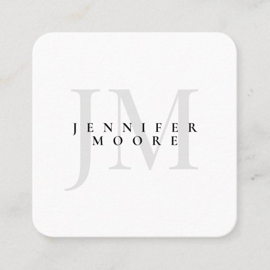 Elegant Professional Black en White Monogram Vierkante Visitekaartje (Voorkant)