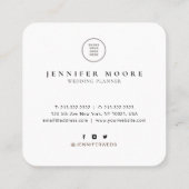 Elegant Professional Black en White Monogram Vierkante Visitekaartje (Achterkant)