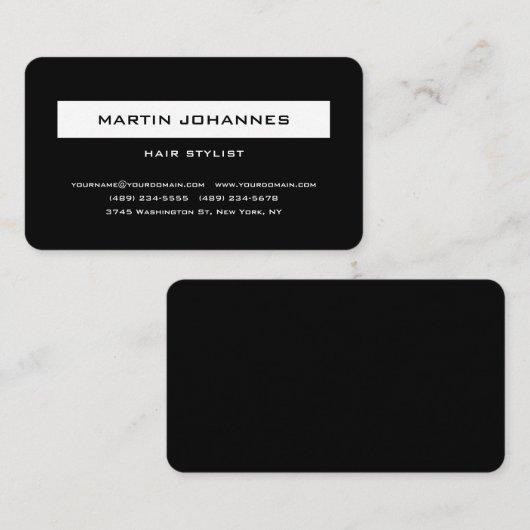 Elegant Professional Black White Plain Visitekaartje (Voorkant / Achterkant)