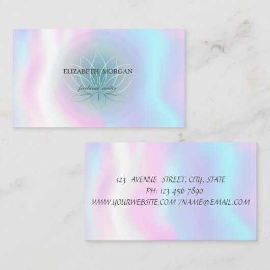 Elegant Professional Blue Lotus, holografisch Visitekaartje (Voorkant / Achterkant)