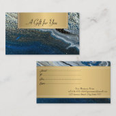 Elegant Professional Blue Marble Gold Confetti Kortingskaartje (Voorkant / Achterkant)