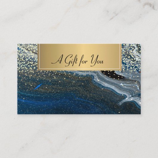 Elegant Professional Blue Marble Gold Confetti Kortingskaartje (Voorkant)