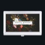 Elegant Professional Botanical Foliage Desk Name P Visitekaarthouder<br><div class="desc">Elegant professioneel moderne botanische olievlek. Biedt een modern,  minimaal zwart-wit lettertype en een achtergrond voor bloemen.</div>