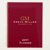 Elegant Professional Burgundy Gold Monogram Planner (Voorkant)