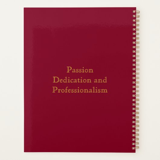Elegant Professional Burgundy Gold Monogram Planner (Achterkant)