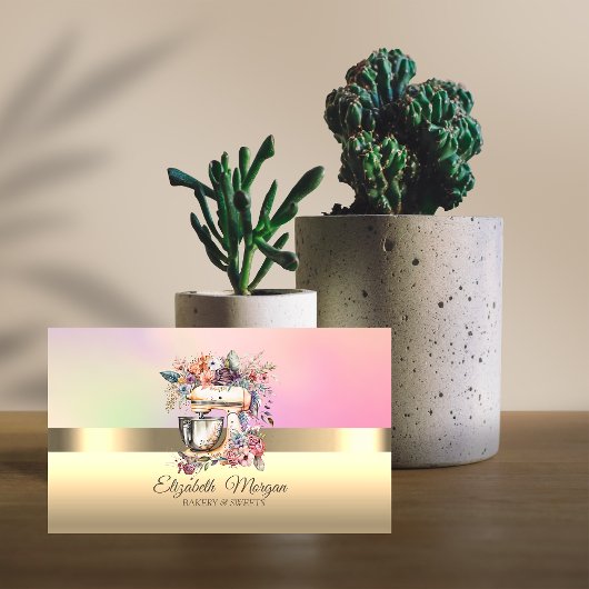 Elegant Professional Cake Floral Mixer Bakery Visitekaartje