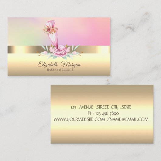 Elegant Professional Cake Mixer Flower Bakery Busi Visitekaartje (Voorkant / Achterkant)