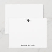 Elegant Professional Chic Black 3 Monogram Initiaa Notitiekaartje (Voorkant / Achterkant)