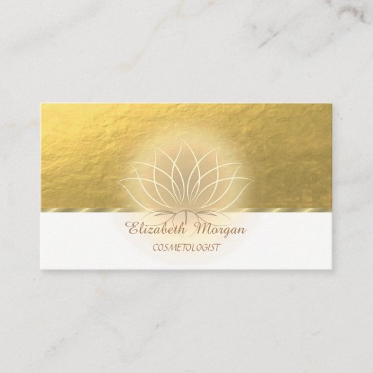 Elegant Professional, Chic Faux Gold Lotus Visitekaartje (Voorkant)
