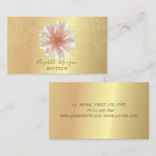 Elegant Professional Chic Lotus Gold Confetti Visitekaartje (Voorkant / Achterkant)