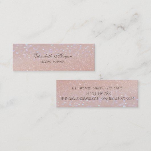 Elegant Professional Chic Modern Glittery Bokeh Mini Visitekaartje (Voorkant / Achterkant)