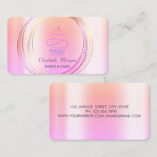 Elegant Professional Circles Glitter Cupcake Visitekaartje (Voorkant / Achterkant)