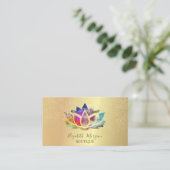 Elegant Professional Colorful Lotus Gold Confetti Visitekaartje (Staand voorkant)