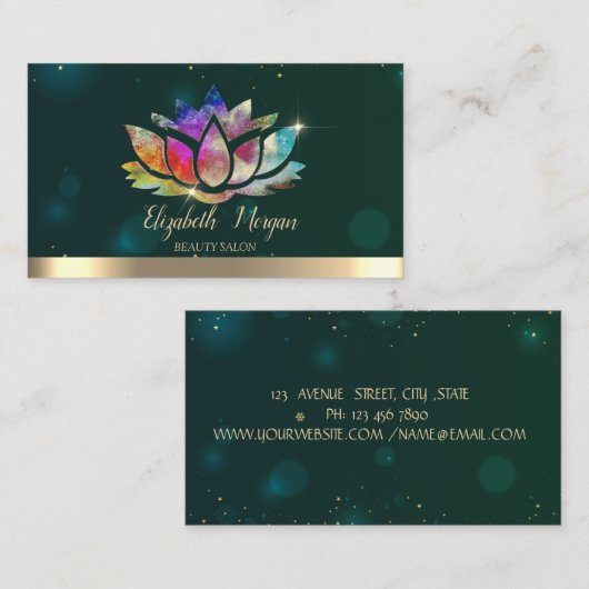 Elegant Professional Colorful Lotus Green Visitekaartje (Voorkant / Achterkant)