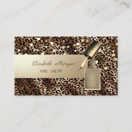 Elegant Professional, Confetti, Nail Pools, Leopar Visitekaartje (Voorkant)