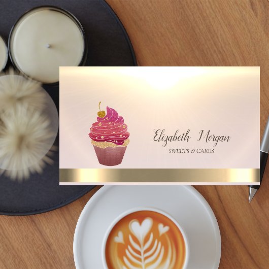 Elegant Professional Cupcake Gold Visitekaartje