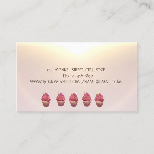 Elegant Professional Cupcake Gold Visitekaartje (Achterkant)
