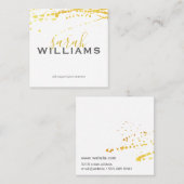 Elegant Professional Cursive/Gold Splatter Vierkante Visitekaartje (Voorkant / Achterkant)
